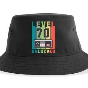 Level 70 Unlocked Funny Retro Gamer Birthday Sustainable Bucket Hat