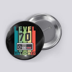 Level 70 Unlocked Funny Retro Gamer Birthday Button