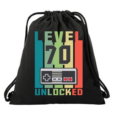 Level 70 Unlocked Funny Retro Gamer Birthday Drawstring Bag