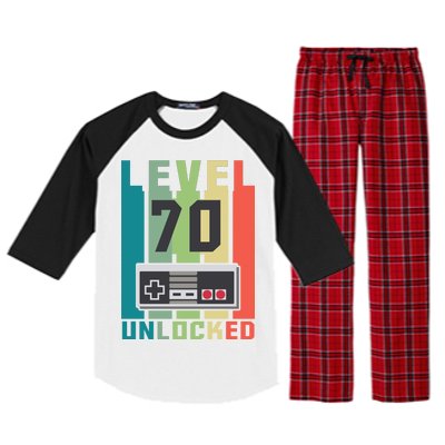 Level 70 Unlocked Funny Retro Gamer Birthday Raglan Sleeve Pajama Set