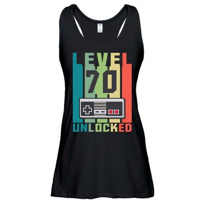 Level 70 Unlocked Funny Retro Gamer Birthday Ladies Essential Flowy Tank