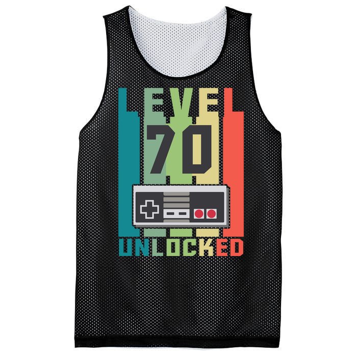 Level 70 Unlocked Funny Retro Gamer Birthday Mesh Reversible Basketball Jersey Tank