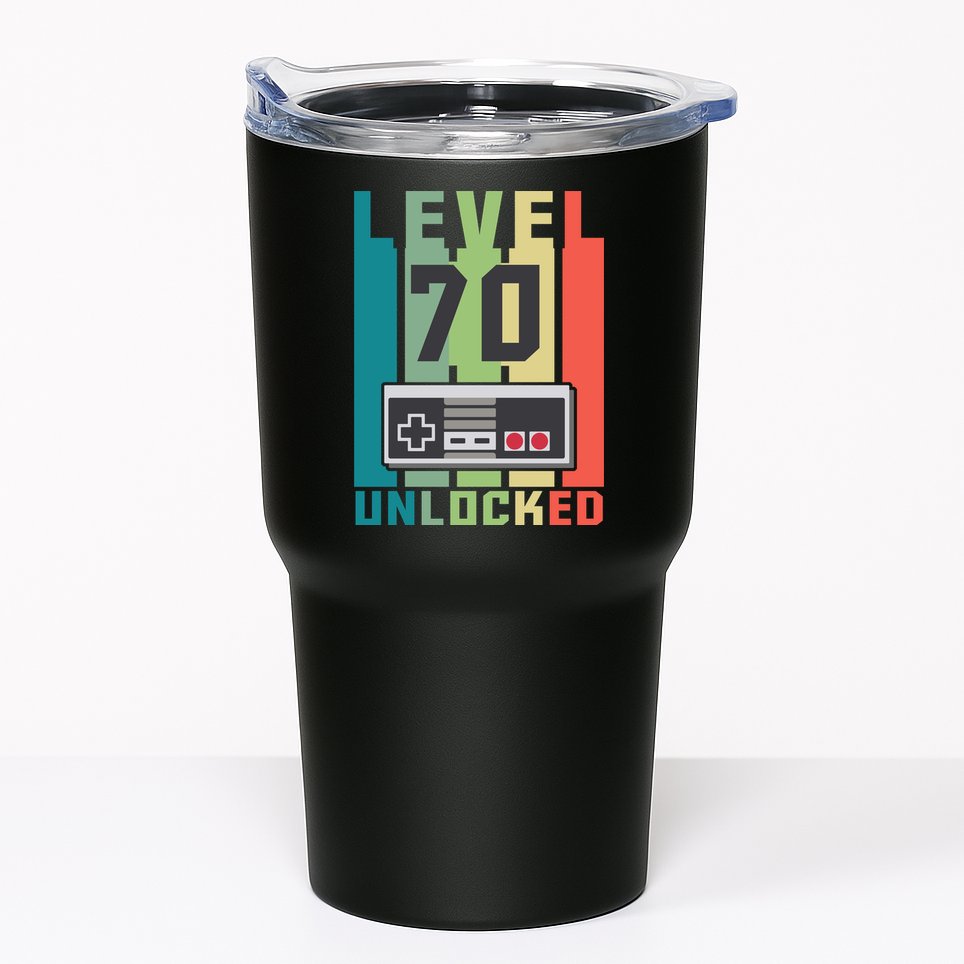 Level 70 Unlocked Funny Retro Gamer Birthday Tumbler