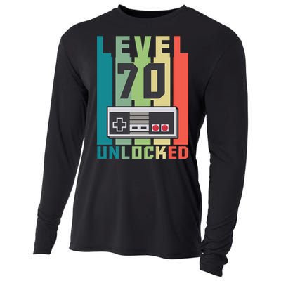 Level 70 Unlocked Funny Retro Gamer Birthday Cooling Performance Long Sleeve Crew