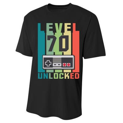 Level 70 Unlocked Funny Retro Gamer Birthday Performance Sprint T-Shirt