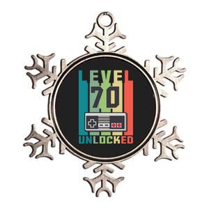 Level 70 Unlocked Funny Retro Gamer Birthday Metallic Star Ornament