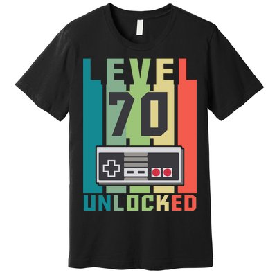 Level 70 Unlocked Funny Retro Gamer Birthday Premium T-Shirt