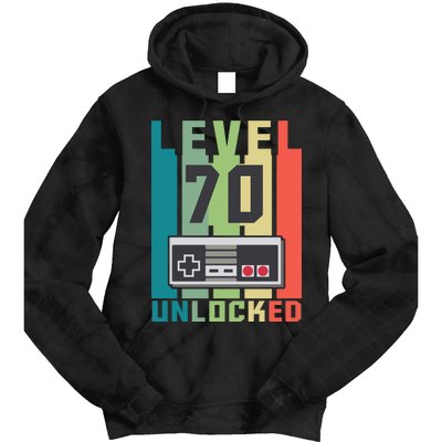 Level 70 Unlocked Funny Retro Gamer Birthday Tie Dye Hoodie