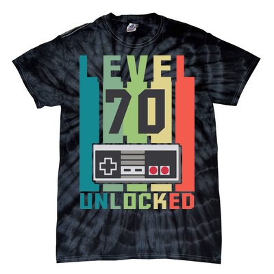 Level 70 Unlocked Funny Retro Gamer Birthday Tie-Dye T-Shirt