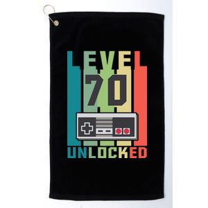 Level 70 Unlocked Funny Retro Gamer Birthday Platinum Collection Golf Towel