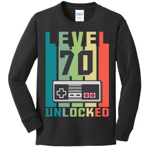 Level 70 Unlocked Funny Retro Gamer Birthday Kids Long Sleeve Shirt