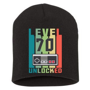 Level 70 Unlocked Funny Retro Gamer Birthday Short Acrylic Beanie