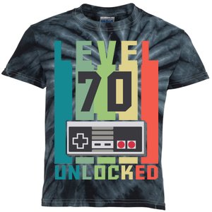 Level 70 Unlocked Funny Retro Gamer Birthday Kids Tie-Dye T-Shirt