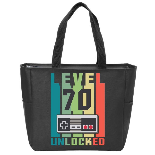 Level 70 Unlocked Funny Retro Gamer Birthday Zip Tote Bag