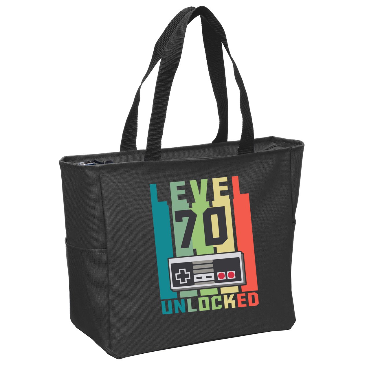 Level 70 Unlocked Funny Retro Gamer Birthday Zip Tote Bag