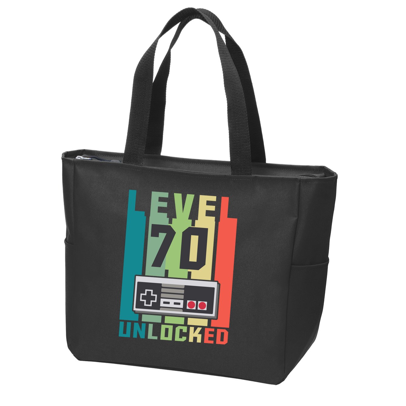 Level 70 Unlocked Funny Retro Gamer Birthday Zip Tote Bag