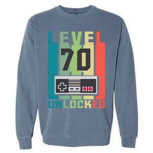 Level 70 Unlocked Funny Retro Gamer Birthday Garment-Dyed Sweatshirt