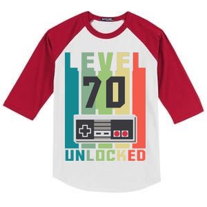 Level 70 Unlocked Funny Retro Gamer Birthday Kids Colorblock Raglan Jersey