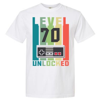 Level 70 Unlocked Funny Retro Gamer Birthday Garment-Dyed Heavyweight T-Shirt