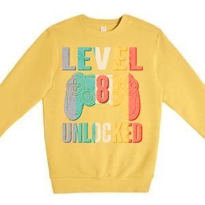 Level 8 Unlocked Eight Years Old Premium Crewneck Sweatshirt