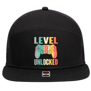 Level 8 Unlocked Eight Years Old 7 Panel Mesh Trucker Snapback Hat