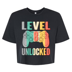 Level 8 Unlocked Eight Years Old Bella+Canvas Jersey Crop Tee