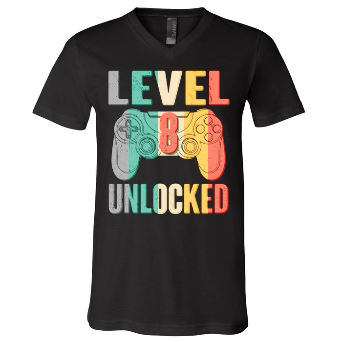 Level 8 Unlocked Eight Years Old V-Neck T-Shirt