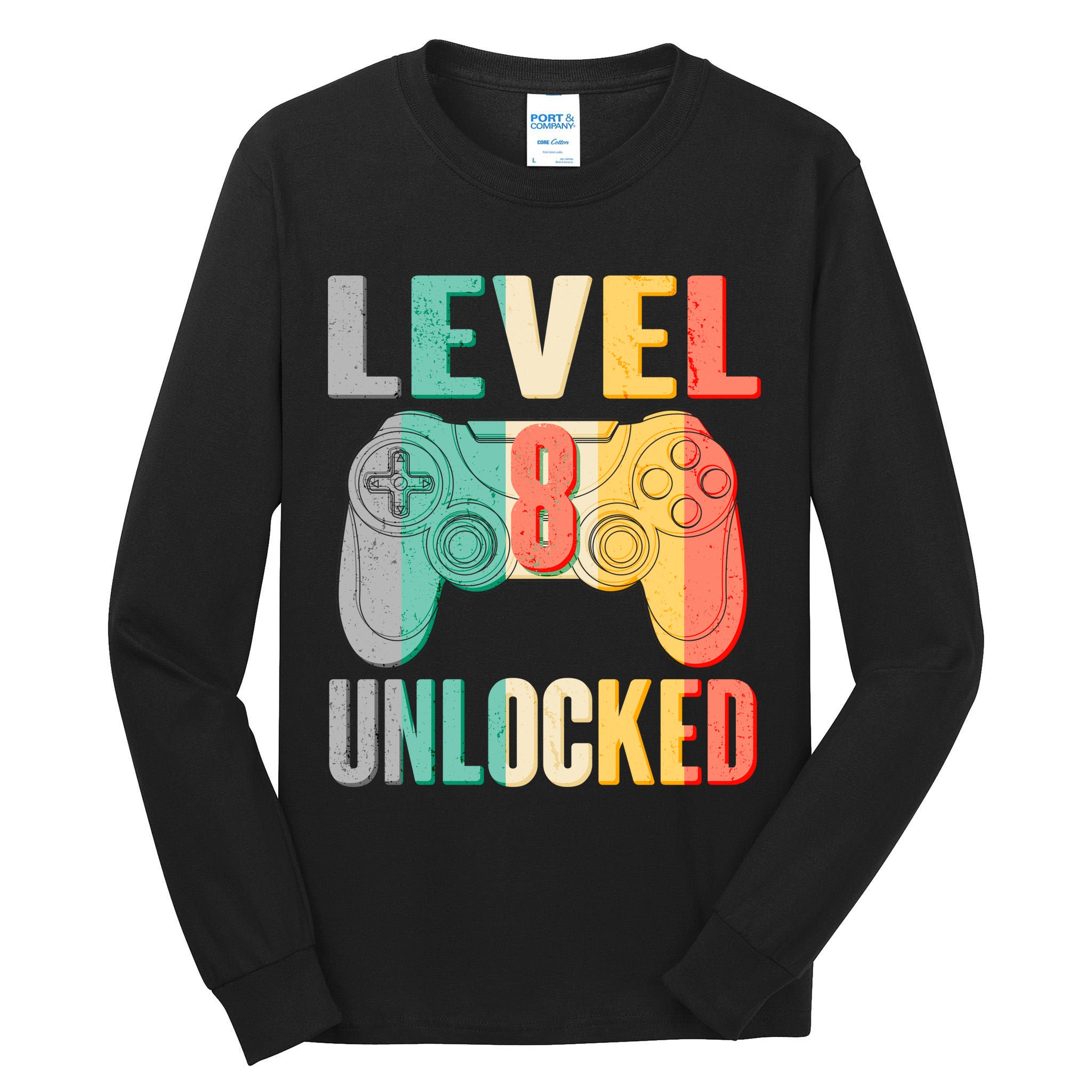 Level 8 Unlocked Eight Years Old Tall Long Sleeve T-Shirt