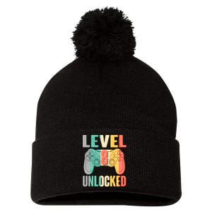 Level 8 Unlocked Eight Years Old Pom Pom 12in Knit Beanie