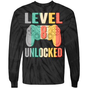 Level 8 Unlocked Eight Years Old Tie-Dye Long Sleeve Shirt