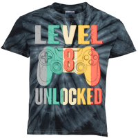 Level 8 Unlocked Eight Years Old Kids Tie-Dye T-Shirt