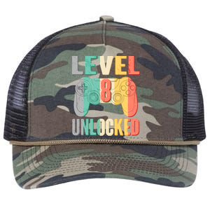 Level 8 Unlocked Eight Years Old Retro Rope Trucker Hat Cap