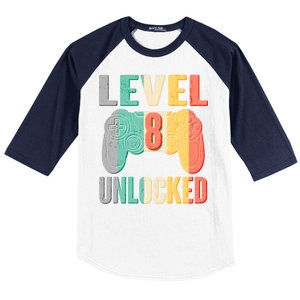 Level 8 Unlocked Eight Years Old Baseball Sleeve Shirt