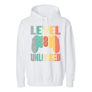 Level 8 Unlocked Eight Years Old Garment-Dyed Fleece Hoodie