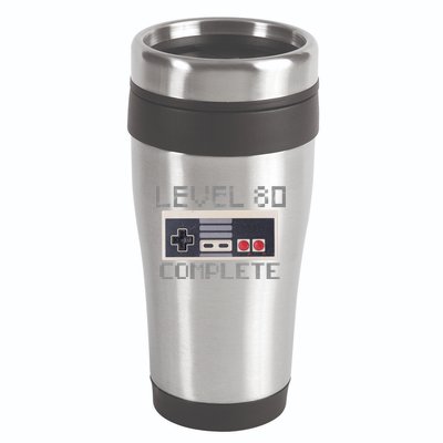 Level 80 Complete Retro Gamer 80th Birthday 16oz Travel Tumbler