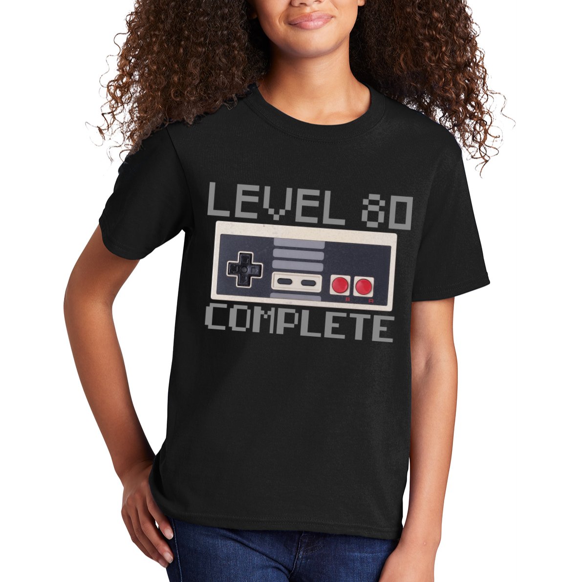 Level 80 Complete Retro Gamer 80th Birthday Kids T-Shirt