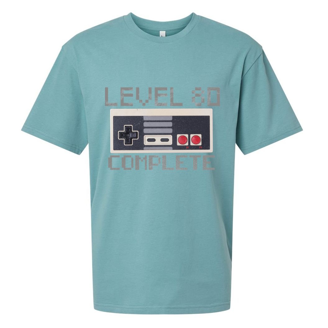 Level 80 Complete Retro Gamer 80th Birthday Sueded Cloud Jersey T-Shirt