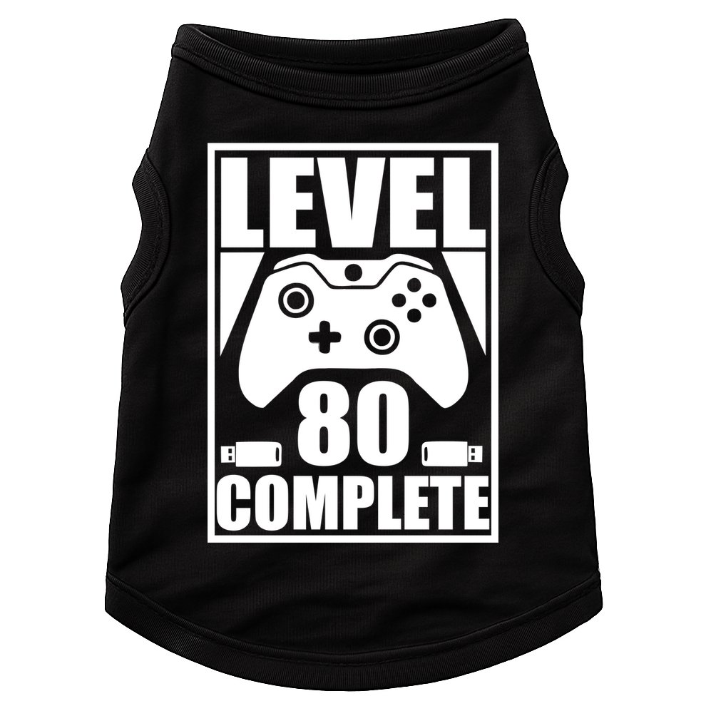 Level 80 Complete Video Gamer 80th Birthday Doggie Tank