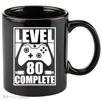 Level 80 Complete Video Gamer 80th Birthday 11oz C Handle Ceramic Mug