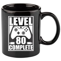 Level 80 Complete Video Gamer 80th Birthday 11oz C Handle Ceramic Mug
