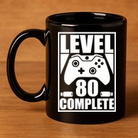 Level 80 Complete Video Gamer 80th Birthday 11oz C Handle Ceramic Mug