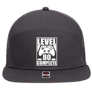 Level 80 Complete Video Gamer 80th Birthday 7 Panel Mesh Trucker Snapback Hat