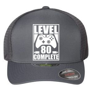 Level 80 Complete Video Gamer 80th Birthday Flexfit Unipanel Trucker Cap