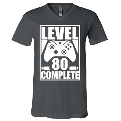 Level 80 Complete Video Gamer 80th Birthday V-Neck T-Shirt