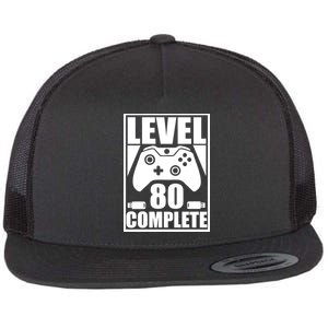 Level 80 Complete Video Gamer 80th Birthday Flat Bill Trucker Hat