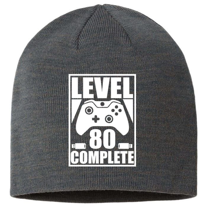 Level 80 Complete Video Gamer 80th Birthday Sustainable Beanie