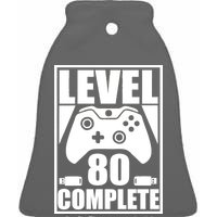 Level 80 Complete Video Gamer 80th Birthday Ceramic Bell Ornament