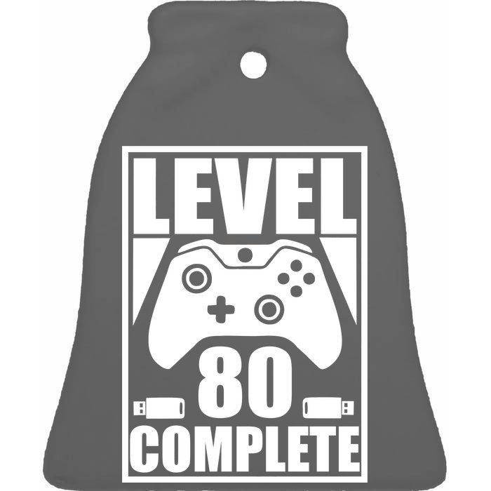 Level 80 Complete Video Gamer 80th Birthday Ceramic Bell Ornament