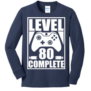 Level 80 Complete Video Gamer 80th Birthday Kids Long Sleeve Shirt