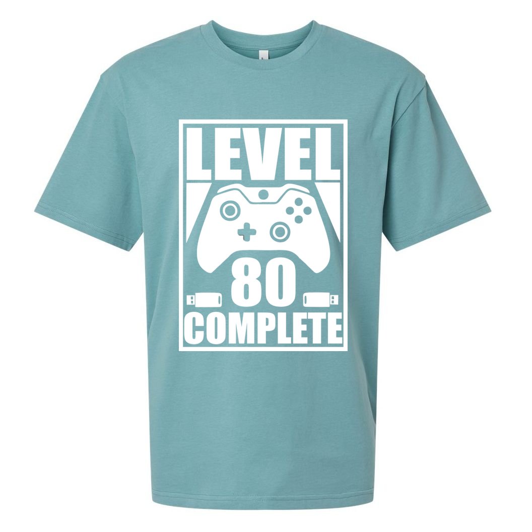 Level 80 Complete Video Gamer 80th Birthday Sueded Cloud Jersey T-Shirt